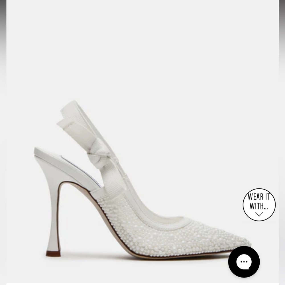 Steve Madden White Beaded Heels